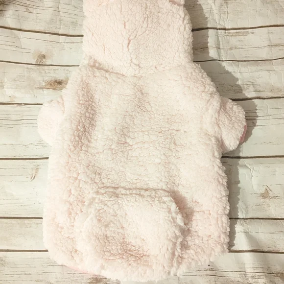 New Jessica Simpson Pink Sherba Fleece Dog Hoodie with Teddy Bear Ears - Picture 7 of 11